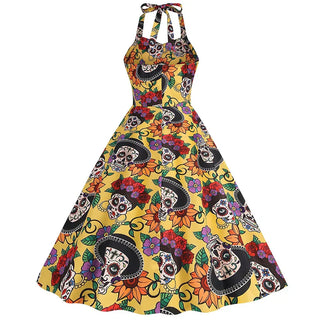 Damen Halloween Kleid – Totenkopf Print, Stylisch & Auffällig