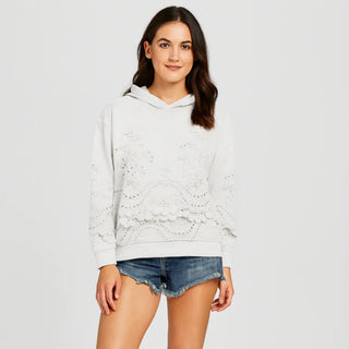 Damen Hoodie – Blumenstickerei, Bequem & Elegant