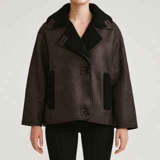 Damen Jacke – Kunstleder-Design, Warm & Stilvoll