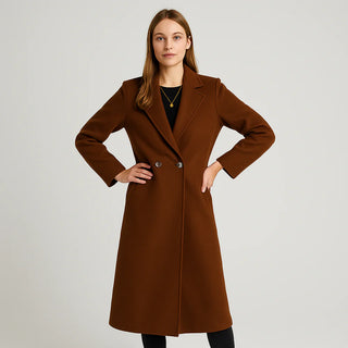 Damen Mantel – Langer Wollmix, Warm & Raffiniert
