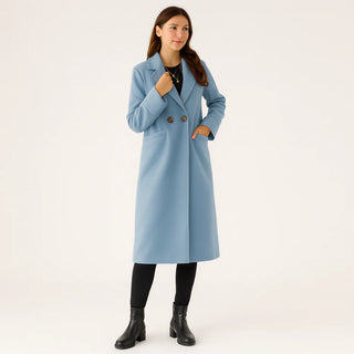 Damen Mantel – Langer Wollmix, Warm & Raffiniert