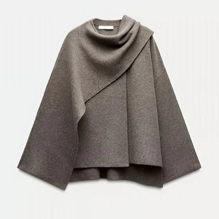 Damen Poncho – Asymmetrisches Design, Warm & Elegant