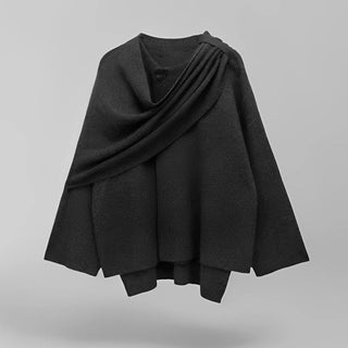 Damen Poncho – Asymmetrisches Design, Warm & Elegant