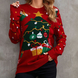 Damen Pullover – Tannenbaum-Strick, Fröhlich & Warm