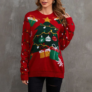 Damen Pullover – Tannenbaum-Strick, Fröhlich & Warm
