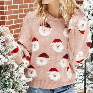 Damen Pullover – Weihnachtsstrick mit Santa-Motiv, Fröhlich & Bequem
