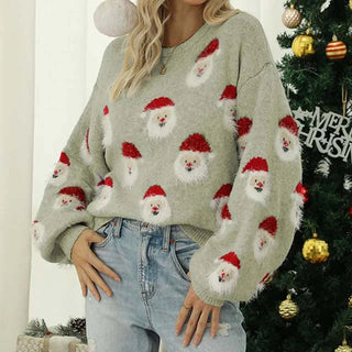 Damen Pullover – Weihnachtsstrick mit Santa-Motiv, Fröhlich & Bequem