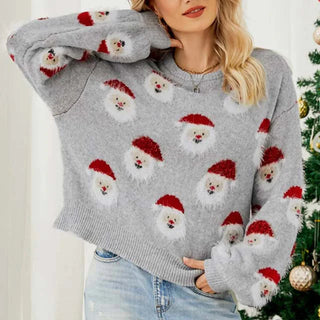 Damen Pullover – Weihnachtsstrick mit Santa-Motiv, Fröhlich & Bequem