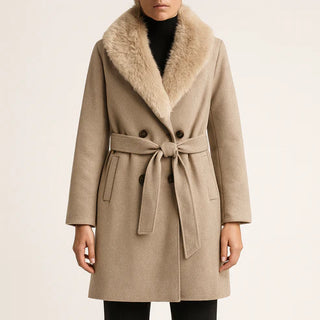 Damen Mantel – Mit Kunstfellkragen, Elegant & Warm für Herbst & Winter