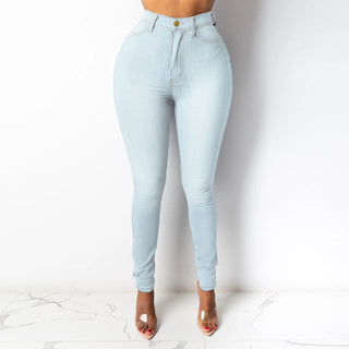 A pair of women's high-waisted jeggings in black, featuring a slim fit design made from stretchy cotton blend material, perfect for versatile styling and comfort 3