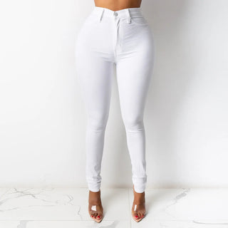 Stylish women's high-waisted jeggings in a sleek black color, featuring a slim fit design made from a comfortable, stretchy fabric perfect for versatile everyday 4