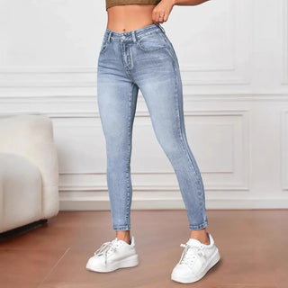 These women's jeggings feature a skinny fit and high waist design, crafted from a soft, stretchy material. They include functional pockets and offer an elegant look 2
