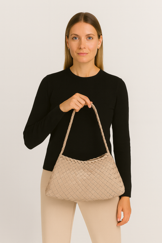 Damen Schultertasche – Geflochtenes Detail, Kunstleder, Elegant & Praktisch