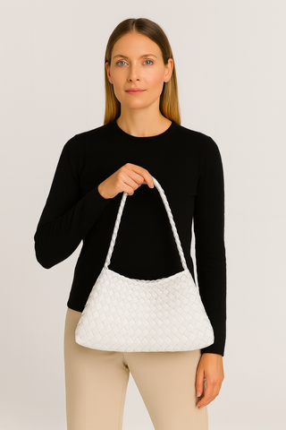 Damen Schultertasche – Geflochtenes Detail, Kunstleder, Elegant & Praktisch