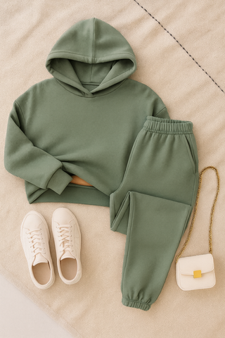 Damen Set – Kapuzenpullover und Jogginghose, Baumwolle, Komfortabel & Stilvoll