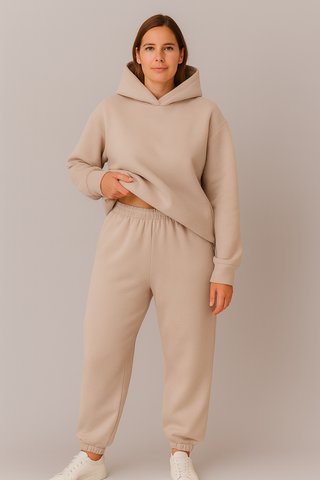 Damen Set – Kapuzenpullover und Jogginghose, Baumwolle, Komfortabel & Stilvoll