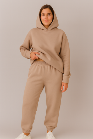 Damen Set – Kapuzenpullover und Jogginghose, Baumwolle, Komfortabel & Stilvoll