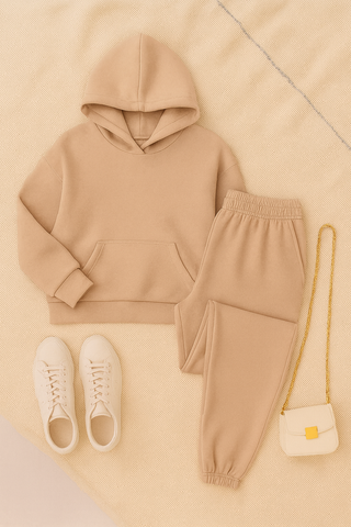 Damen Set – Kapuzenpullover und Jogginghose, Baumwolle, Komfortabel & Stilvoll