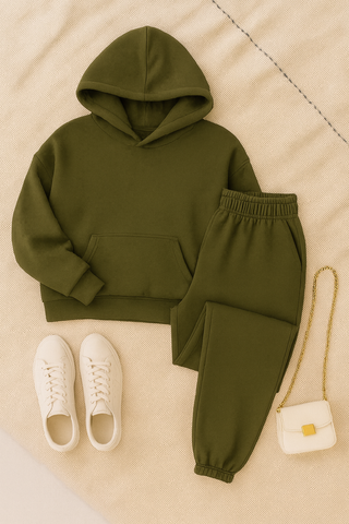 Damen Set – Kapuzenpullover und Jogginghose, Baumwolle, Komfortabel & Stilvoll