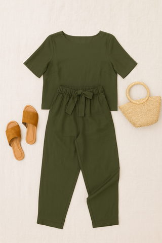 Damen Set – Luftiges Frühlingsdesign, Polyester-Baumwoll-Mix