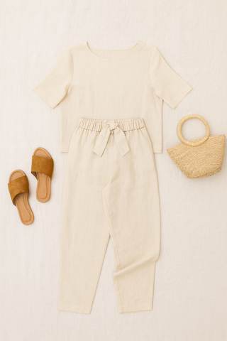 Damen Set – Luftiges Frühlingsdesign, Polyester-Baumwoll-Mix