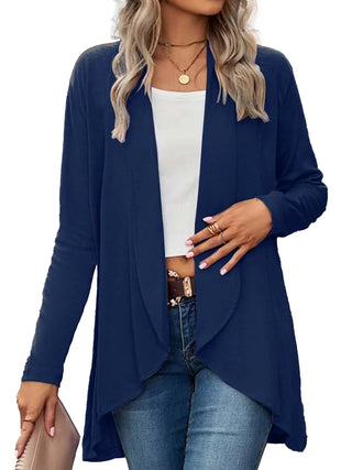 A women's cardigan in a relaxed H-line style, crafted from soft and breathable material, perfect for casual wear. 1
