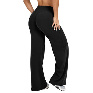 These women's yoga pants feature a wide-leg design, crafted from soft, breathable material for comfort and versatility, making them ideal for both workouts and casual wear 2