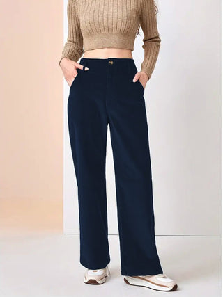 Lightweight women's wide corduroy pants in a casual and versatile style, crafted from soft cotton material, perfect for everyday wear and layering in any season 6