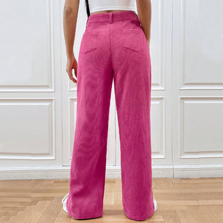 A pair of women's wide-leg trousers made from lightweight fabric, featuring a modern and versatile design suitable for various occasions, combining comfort with a stylish silhouette. 2
