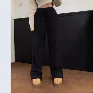 Damen hose aus Plüsch – Entspannte Passform, Weich & Modern