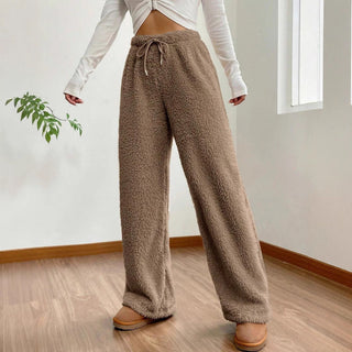Damen hose aus Plüsch – Entspannte Passform, Weich & Modern