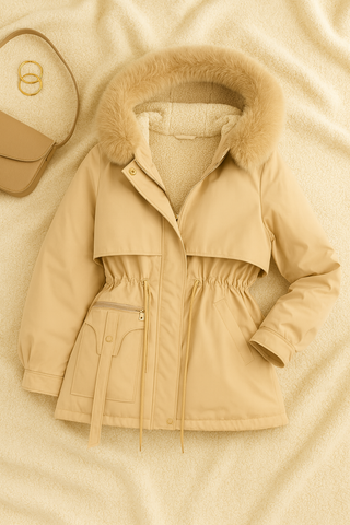 Damen jacke – Daunen, Taillierter Schnitt, Abnehmbarer Kragen, Elegant & Komfortabel