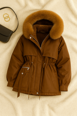 Damen jacke – Daunen, Taillierter Schnitt, Abnehmbarer Kragen, Elegant & Komfortabel