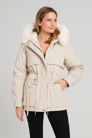 Damen jacke – Daunen, Taillierter Schnitt, Abnehmbarer Kragen, Elegant & Komfortabel