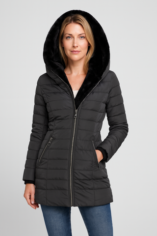 Damen jacke – Gepolstert mit Kapuze, Warm & Vielseitig