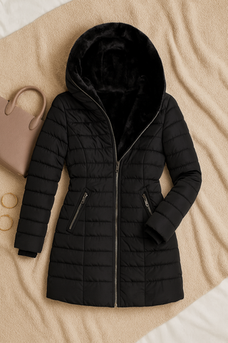 Damen jacke – Gepolstert mit Kapuze, Warm & Vielseitig