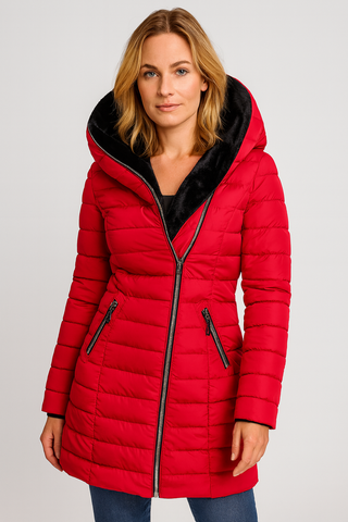 Damen jacke – Gepolstert mit Kapuze, Warm & Vielseitig