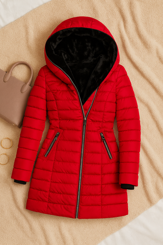 Damen jacke – Gepolstert mit Kapuze, Warm & Vielseitig