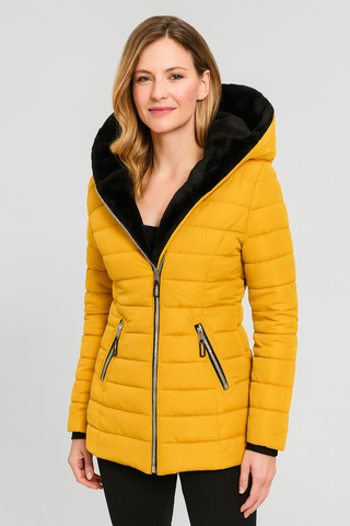 Damen jacke – Gepolstert mit Kapuze, Warm & Vielseitig