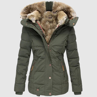 A women's elegant and warm hooded jacket made from high-quality material, featuring a stylish design perfect for both casual and semi-formal occasions. 4
