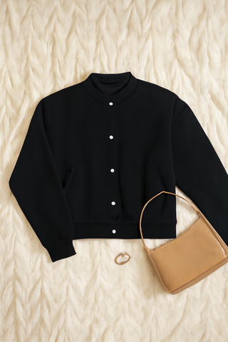 Damen jacke – Oversize-Bomber, Baumwolle, Lässig & Modern