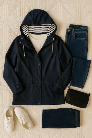 Damen Jacke – Wasserdicht mit Gestreiftem Futter, Bequem & Stilvoll