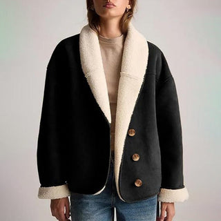 This women's jacket features a sophisticated suede design, offering an elegant and versatile style suitable for various occasions. Its soft material ensures comfort while enhancing any outfit with 1