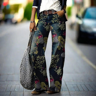 Damenjeans – Blumendruck, Lässig & Modern 0
