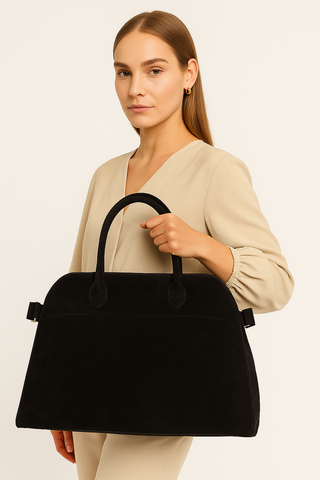 Damen Handtasche – Velours-Look Tote, Elegant & Geräumig