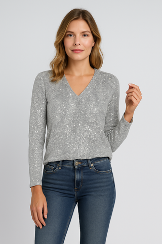 Damen Bluse – V-Ausschnitt & Lockerer Schnitt, Elegant & Vielseitig