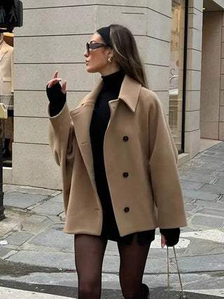 Damenmantel – Eleganter Woll-Look, Warm & Stilvoll