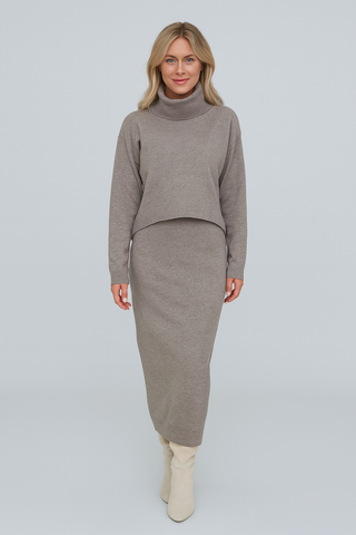 Damen Strickkleid – Maxikleid mit Rollkragen, Modern & Vielseitig