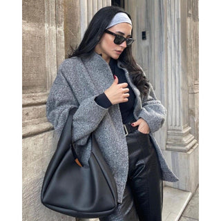 Damen Fleecejacke – Oversized Look mit Knopfverschluss, Warm & Gemütlich