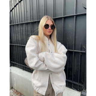 Damen Fleecejacke – Oversized Look mit Knopfverschluss, Warm & Gemütlich
